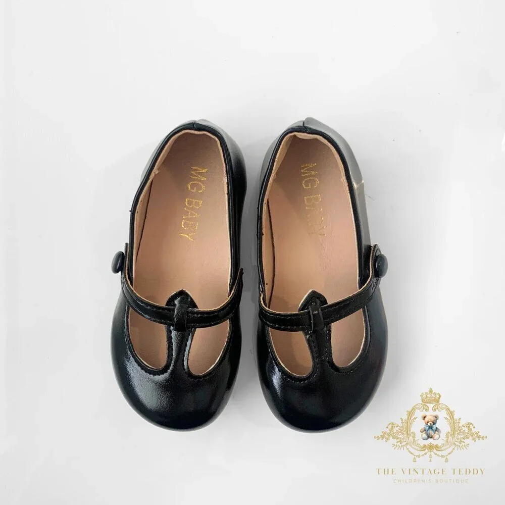 NWT Pretty Girls Mary Jane Flats Vintage Style Cute Children's Shoes Black 13.5